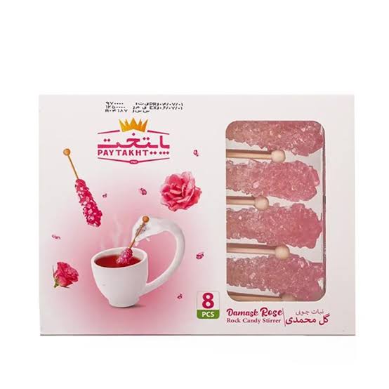 پايتخت-نبات چوبي طعم گل محمدي جعبه8عددي					